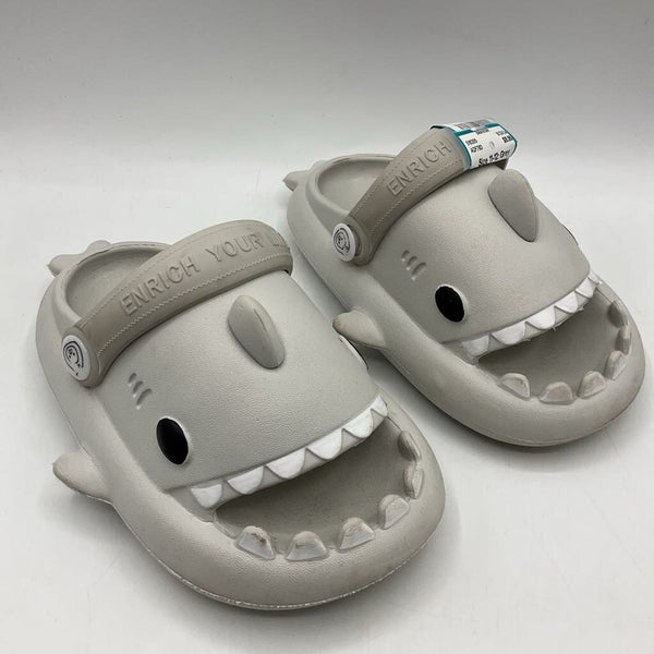 Size 11-12: Grey Shark Slide Sandals