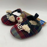 Size 9-12m: Dearfoams Red/Blue/Green Plaid Baby Bear Slippers NEW