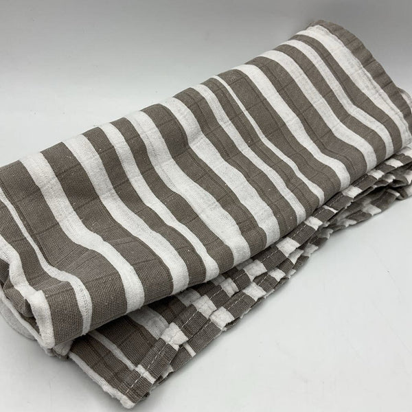 Grey/White Striped Muslin Swaddle Blanket