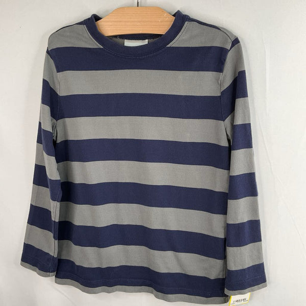 Size 5 (110): Hanna Andersson Navy/Grey Striped Long Sleeve Shirt