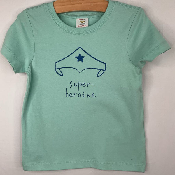 Size 4 (100): Hanna Andersson Two Tone Blue Wonder Woman 'Super-heroine' T-Shirt