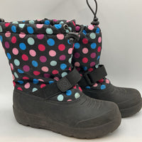 Size 3Y: Northside Black/Blue/Pink Dots Toggle Snow Boots