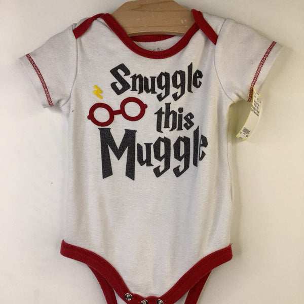 Size 6-9m: Harry Potter White 'Snuggle this Muggle' Short Sleeve Onesie