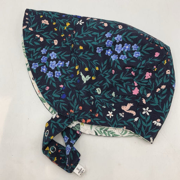 Size OS: UB2 White/Navy/Colorful Garden Print Sun Bonnet