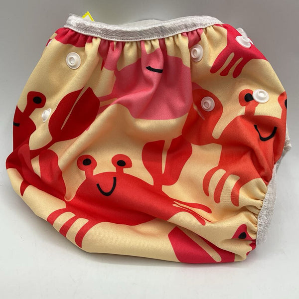 Size OS: Baby Goal Yellow/Pink/Red Crab Swim Diaper