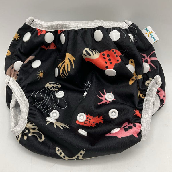 Size OS: Baby Goal Black/Colorful Sea Life Swim Diaper