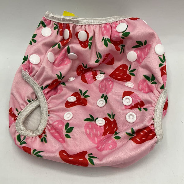 Size OS: Store of Baby Pink/Red Strawberries Swim Diaper