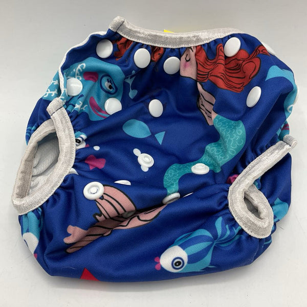 Size OS: Alva Baby Blue/Colorful Mermaids Swim Diaper