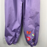 Size 5: Purple/Colorful Flower Accent Rain Pants