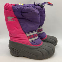 Size 1Y: Sorel PinkPurple Toggle Snow Boots