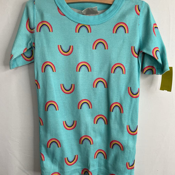 Size 6-7 (120): Hanna Andersson Blue/Rainbows Organic Cotton 2pc Shorty PJs