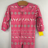 Size 24m: Carter's Pink/White/Blue Snowflakes/Reindeer 1pc Fleece Zip-Up Holiday PJs