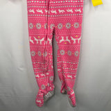 Size 24m: Carter's Pink/White/Blue Snowflakes/Reindeer 1pc Fleece Zip-Up Holiday PJs