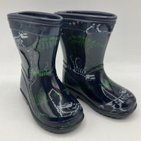 Size 4: Carter's Navy/White/Green Dino Skeletons Rain Boots