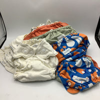 Size 2 (18-25lbs): 5 Esembly Organic Cloth Snap Up Fitted Diaper w/4 Esembly Size 2 Snap Diaper Covers