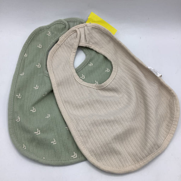 2pc Tan/Green Bibs