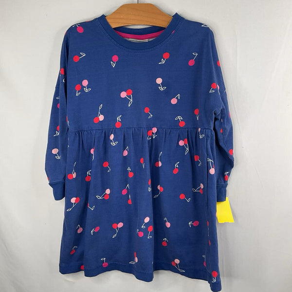 Size 5 (110): Hanna Andersson Blue/Pink/Red Cherries Long Sleeve Dress