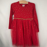 Size 2 (85): Hanna Andersson White/Red/Rainbow Dots Tulle Long Sleeve Dress