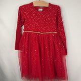 Size 2 (85): Hanna Andersson White/Red/Rainbow Dots Tulle Long Sleeve Dress