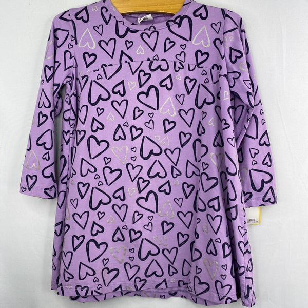 Size 3: EGG Purple/Navy/Silver Hearts Long Sleeve Dress