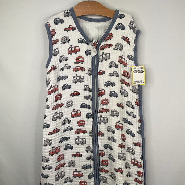 Size 12-24m: Tado White/Blue/Red Cars Muslin Sleepsack