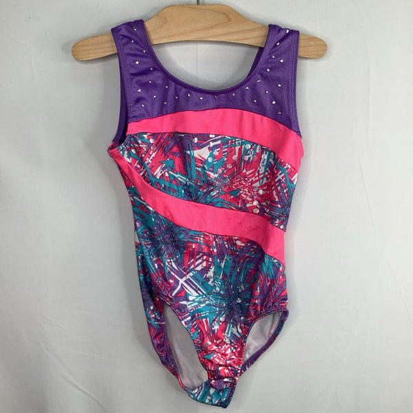 Size 6: Danskin Pink/Purple/Blue Print Dance Leotard