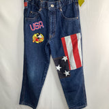 Size 6-7: Enrico Coveri Blue America Patches Denim Jeans