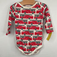 Size 3-6m: Winter Water Factory White/Red Fire Engines Long Sleeve Onesie