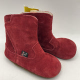 Size 4: Justin Red Suede Velcro Strap Booties