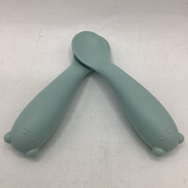 Cloud Island Green Silicon 2 Baby Spoons