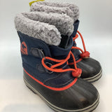 Size 10: Sorel Navy/Red Lined Toggle Snow Boots