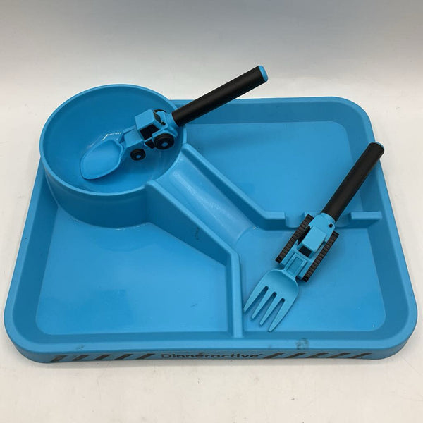 Blue Construction Plate/Utensils