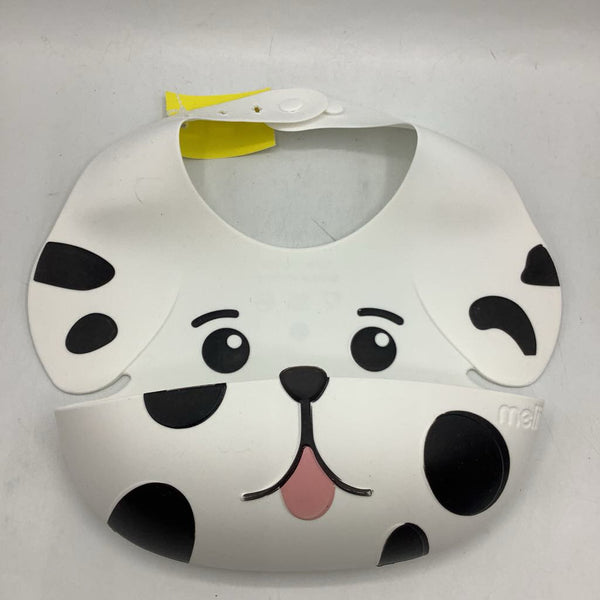 Melii White/Black Dog Silicone Bib