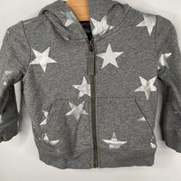 Size 12-18m: Primary Grey/Silver Stars Zip-Up Hoodie