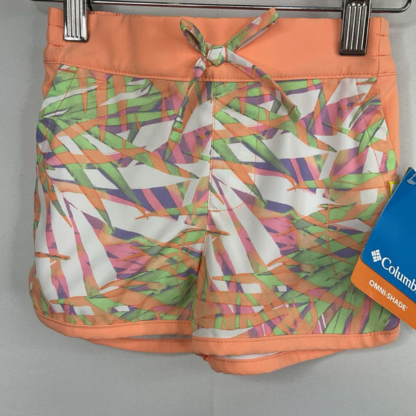 Size 2: Columbia Orange Green White Print Swim Shorts NEW w/tags