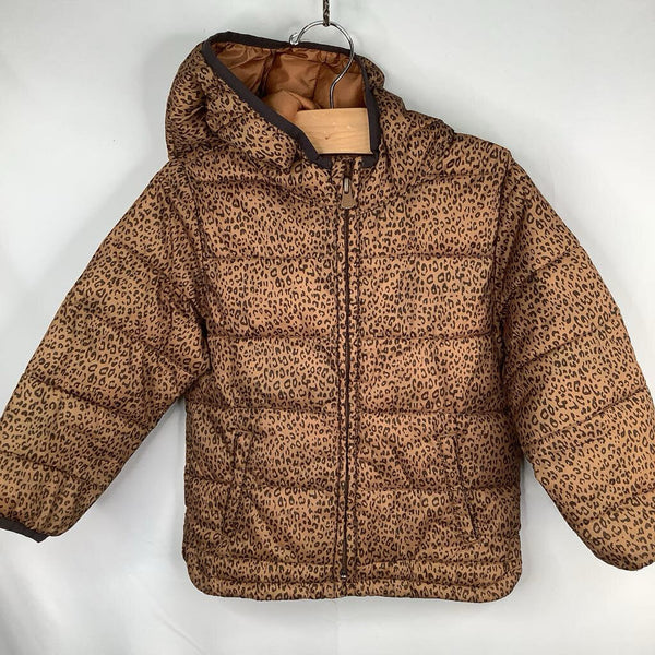 Size 4: Gap Brown Leopard Print Poly Fill Puffer Coat