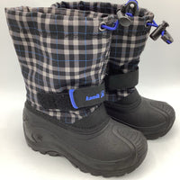 Size 10: Kamik Black/Grey/Blue Velcro/Toggle Snow Boots