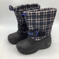 Size 10: Kamik Black/Grey/Blue Velcro/Toggle Snow Boots