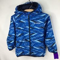 Size 2: Columbia Blue Print Fleece Lined Rain Coat