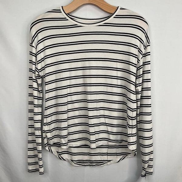 Size 10-12: Tucker + Tate White Black Striped Long Sleeve Shirt