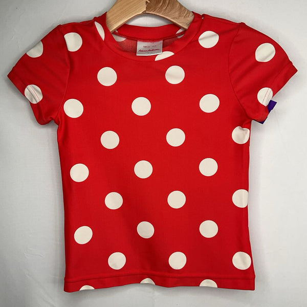 Size 8 (130): Hanna Andersson Red/White Dots Rash Guard Shirt