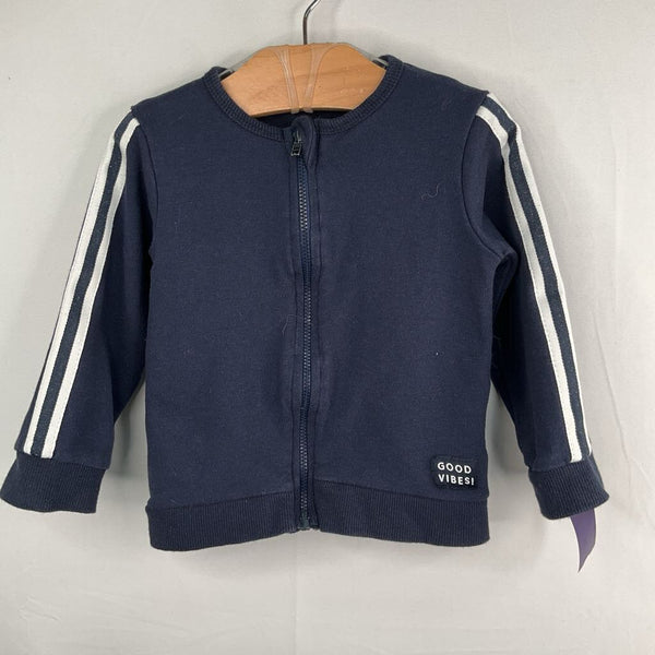 Size 12-18m: Dirkje Navy/White Side Stripe Zip-Up Jacket