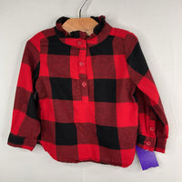 Size 12-18m: Gap Red/Black Plaid Flannel 1/2 Button Blouse