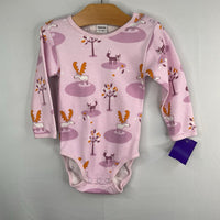 Size 4-9m: SKOG Purple/Orange Moose/Foxes Long Sleeve Onesie