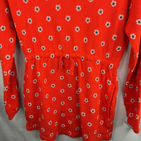 Size 10 (140): Hanna Andersson Orange Blue White Flower Print Long Sleeve Dress