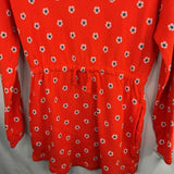 Size 10 (140): Hanna Andersson Orange Blue White Flower Print Long Sleeve Dress