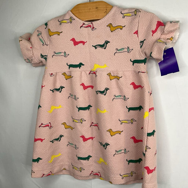 Size 18-24m: Zara Pink/Colorful Dachshund Textured Long Sleeve Dress