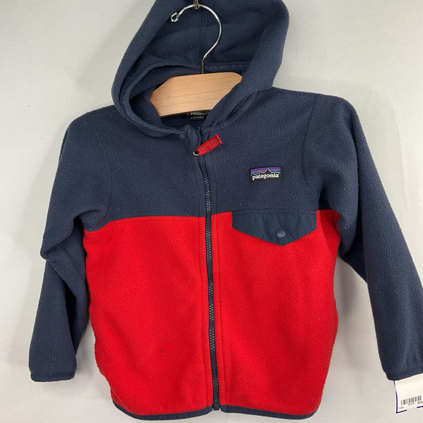 Size 2: Patagonia Navy/Red Sherpa Fleece Zip-Up Coat