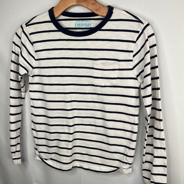 Size 10: Crewcuts White/Navy Striped Long Sleeve Shirt