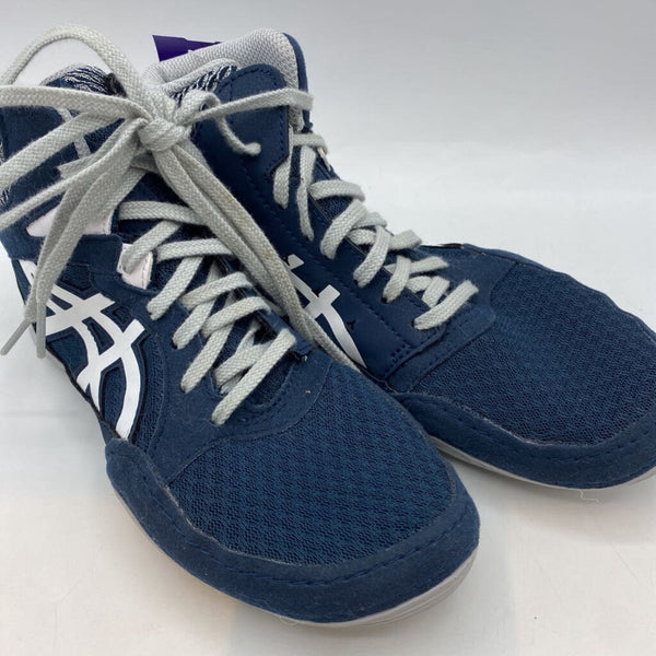 Size 3.5Y Asics Navy White Lace Up Wrestling Shoes BeanstalkFremont